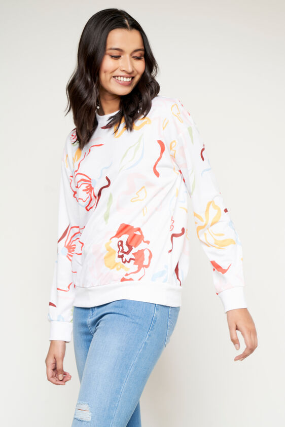White Floral Jumper, White, image 4